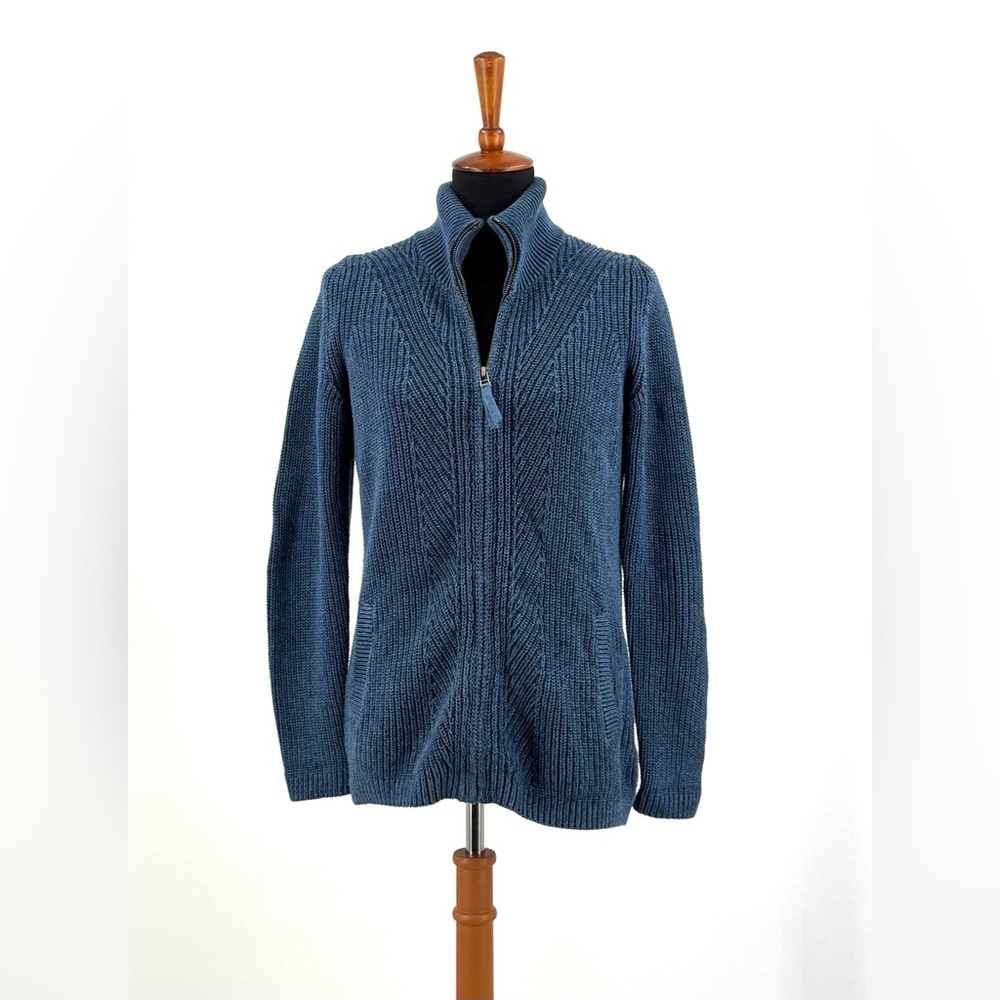 L.L. Bean Blue Cotton Full Zip Sweater Size S